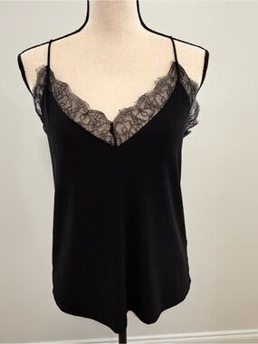 H&M Black Lace-Trim Camisole Size Small